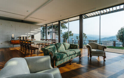 Panoramic tasting room with Douro valley view